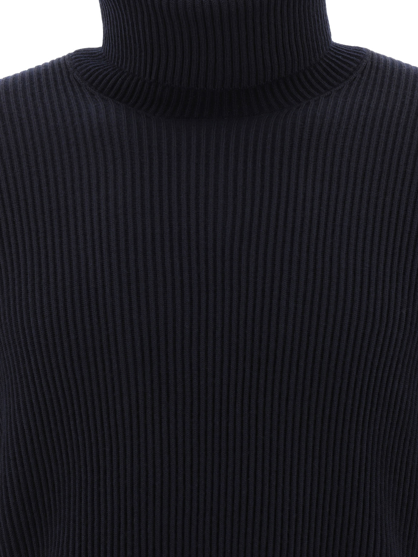 STONE ISLAND Blue Compass ribbed turtleneck sweater